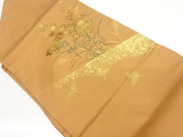 JAPANESE KIMONO / NAGOYA OBI / SILK / KINSAI / AUTUMN PLANTS